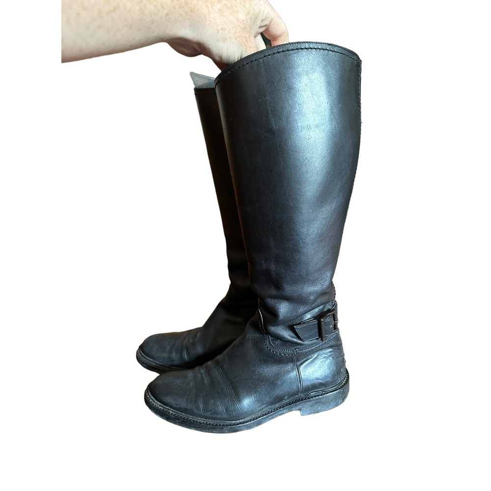 Ladies Gucci Black Leather 16.5" Riding Boot W/Back Zipper & Buckle Size 7.5 - Picture 3 of 10